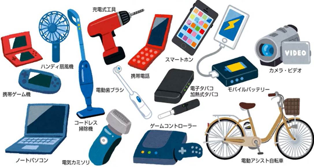 電池内蔵の製品例